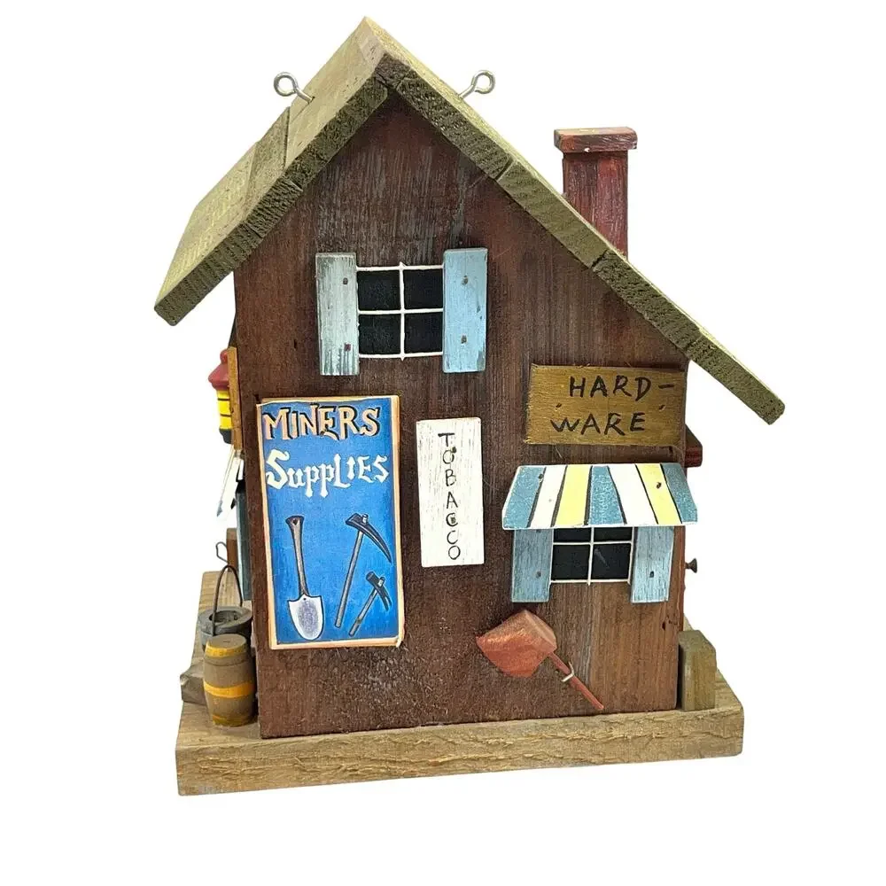 Vintage Wood Mining Town General Store Birdhouse 5x7x9